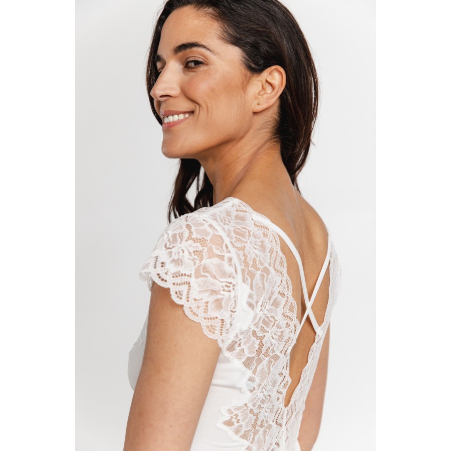 Camisón largo micromodal elastano detalle tejido